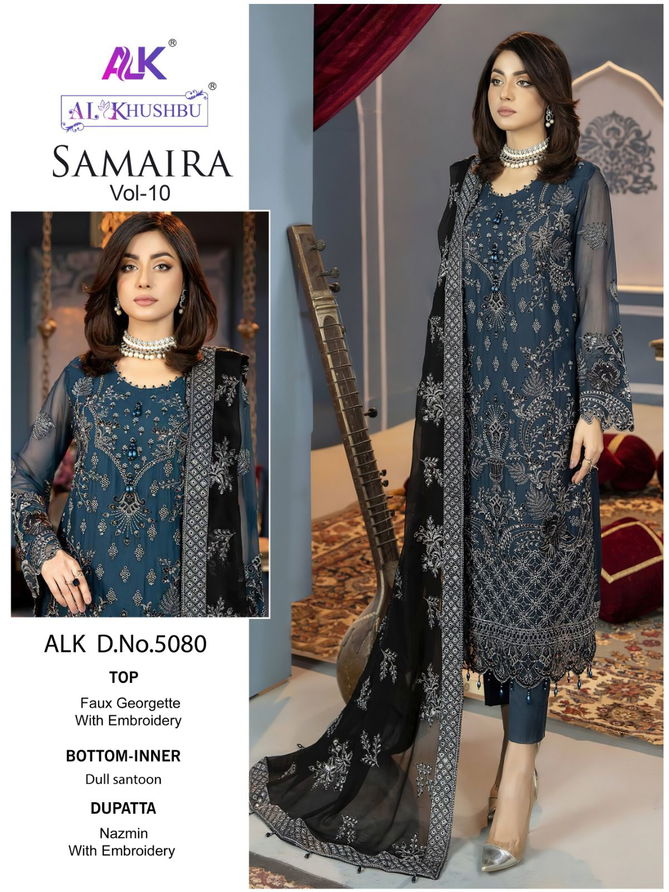 Samaira Vol 10 By Alk Khushbu Georgette Pakistani Suits Wholesale Clothing Suppliers In India
